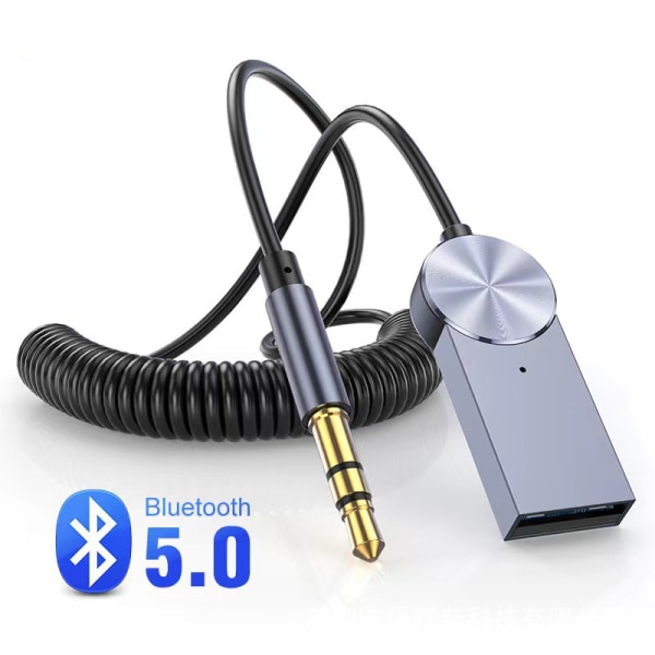För bil 3,5 mm Jack Aux Bluetooth Adapter Dongelkabel grey USB interface