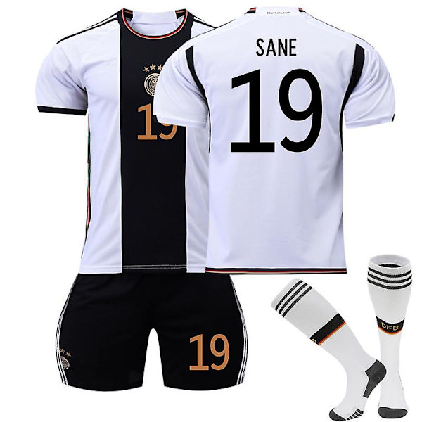 22-23 VM tysk hemmatröja fotbollsuniform för vuxna barn No.19 Leroy Sane 2XL