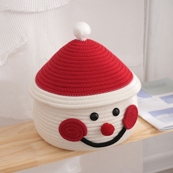 Snögubbeägg Julförvaringslåda Stationär vävd förvaringskorg Red  white 22cm*15cm