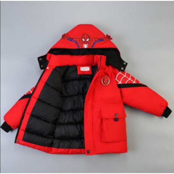 Barn Pojkar Spiderman Huvjacka Vinterkappa Parka Ytterkläder Red 130cm