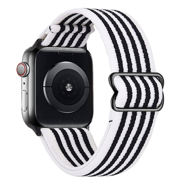 iwatch7new elastisk nylon justerbar elastisk vävd äppelrem Black and white stripe 38mm40mm41mm