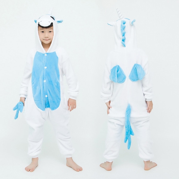 Söt tecknad anime djur pyjamas pyjamas för män och kvinnor Blue Unicorn S