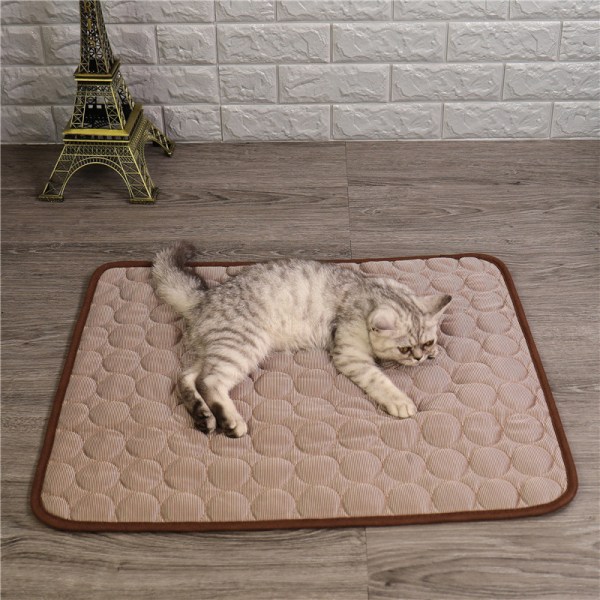 Summer Pet Ice Cushion Dog Ice Silk Cushion Cat Ice Cushion Coffee  M Within 12 catties