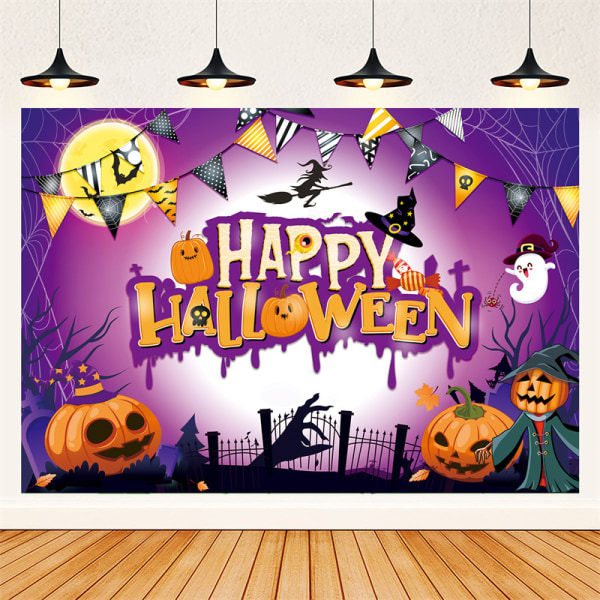 Halloween Banner Pumpa Bat Banner Blod Hand Bakgrund Tyg Style a4 Width 210 * Height 150cm