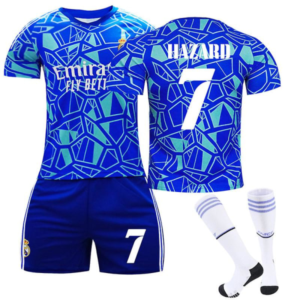 22/23 Real Madrid Goalkeeper Edition Fotbollströja Set HAZARD7 Kids 26(140-150CM)