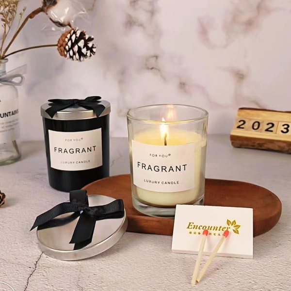 Aromaterapiljus rökfri doft, sovrumssömn Transparent Peach and plum fragrance
