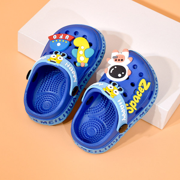 ChildrenEVA toffel pojke heminredning söt tjej hål sko mjuk sula Length inside17cm 28#Royal Blue