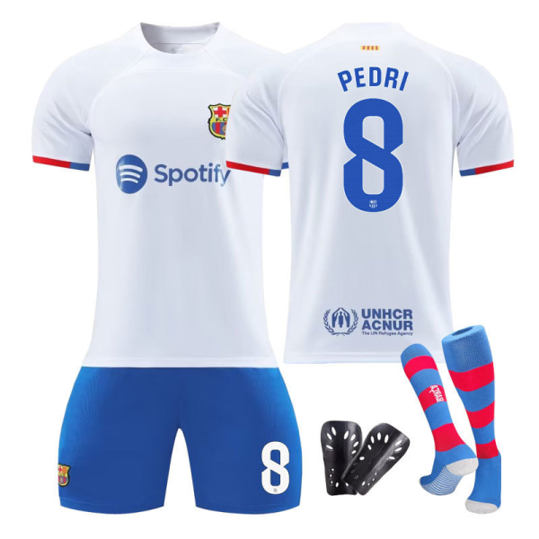 23-24 FC Barcelona bortatröja Pedride Jong fotbollsmatch kneepad M#With socks