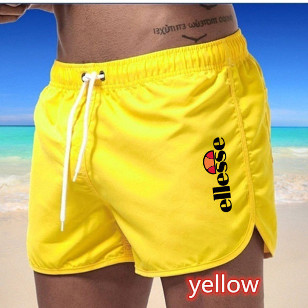Sportshorts i flerfärgad strandpolyester för män Yellow M
