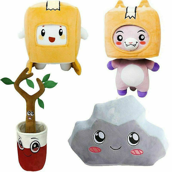 Lankybox Foxy Rocky Plysch Stuffed Toy Kid Mjuk Game Figur 3pcs set randomly