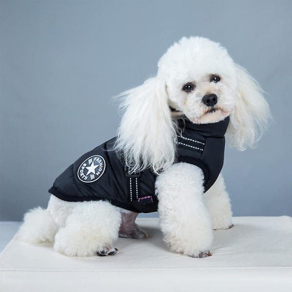 Stor hundjacka med sele Vintervarm vattentät Black XL