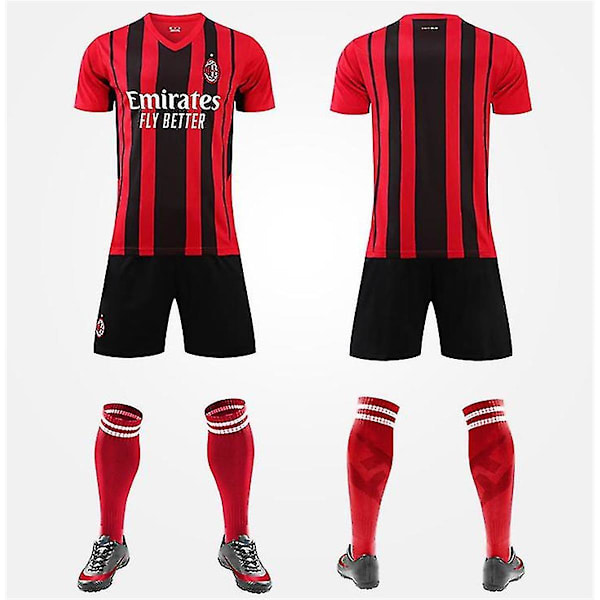 21/22 Hem Barn Fotbollssatser Skjorta Fotbollströja Träningsdräkt AC Milan Home IBRAHIMOVIC 11 28(12-13 Years)