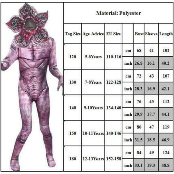 Stranger Things Demogorgon Monster Jumpsuits Halloweenkostym 150cm