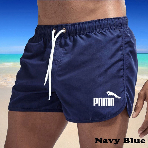 Flerfärgade sportshorts i strandpolyester med tre punkts pnmn Navy blue M
