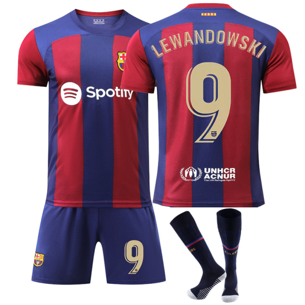 2324 Ny Barcelona fotbollströja nr 9 Lewanda Kit NO.9with socks XL