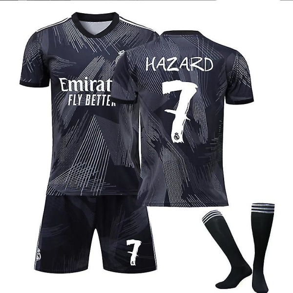 22-23 Real Madrid Fc Fotbollströja Fotbollströja Set för barn HAZARD 7 20