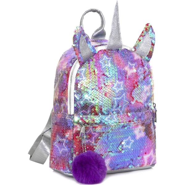 Tjejryggsäck med paljetter Unicorn skolväska Slitstark reseryggsäck colorful2
