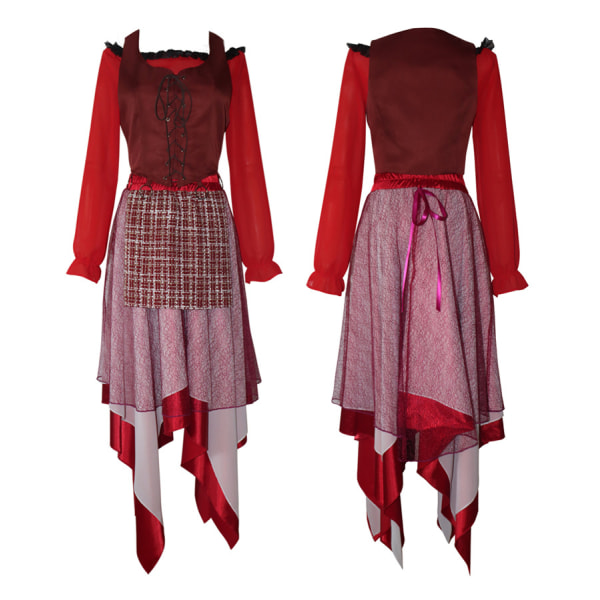 Witch Als Crazy2 Costume Medeltida Halloween Roll Cosplay Kläder red dress 3XL