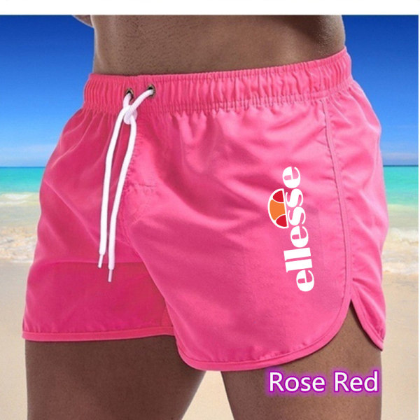 Sportshorts i flerfärgad strandpolyester för män Rose red L