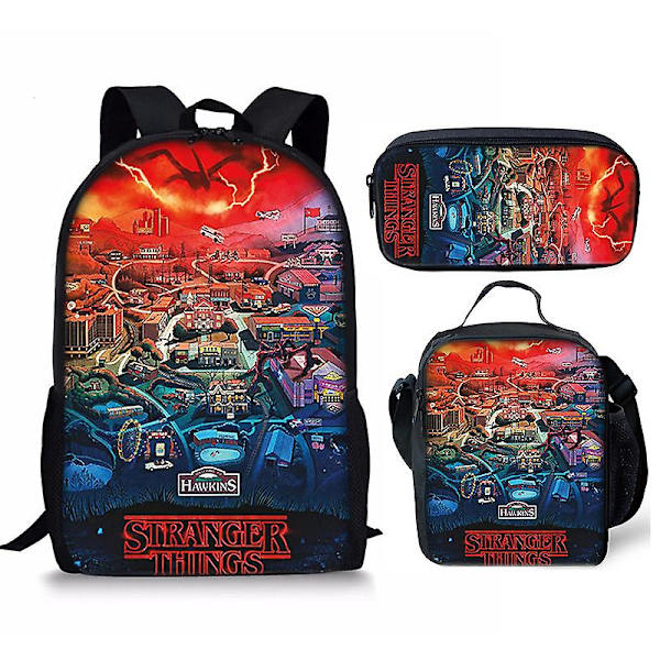 Stranger Things4 Student Skolväska Barn Unisex Ryggsäck Måltidsväska 1 Backpack