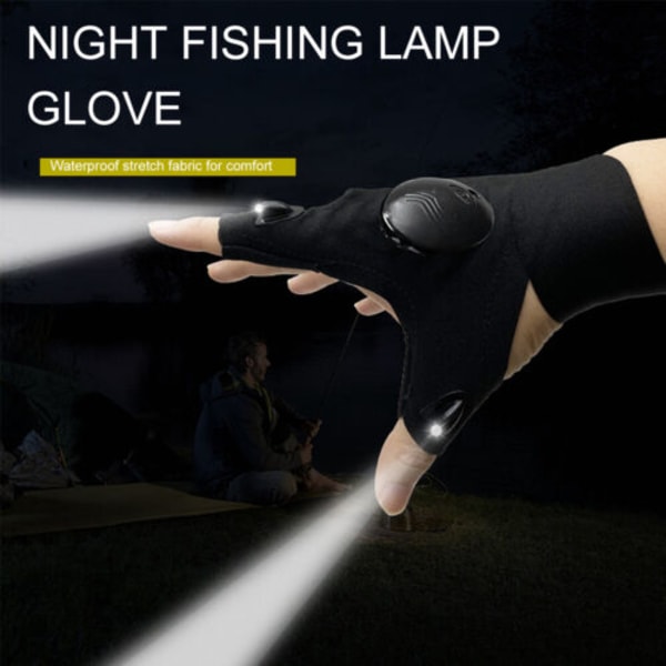 Fingerhandskar med LED-ficklampa Outdoor Gear Torch Fishing Black