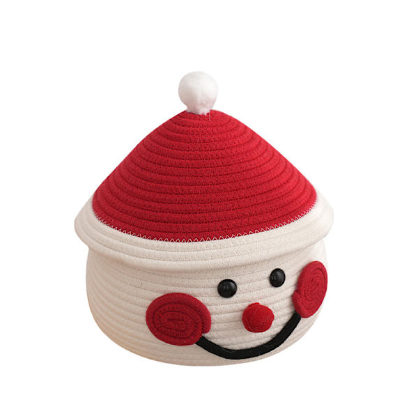 Snögubbeägg Julförvaringslåda Stationär vävd förvaringskorg Red  white 22cm*15cm