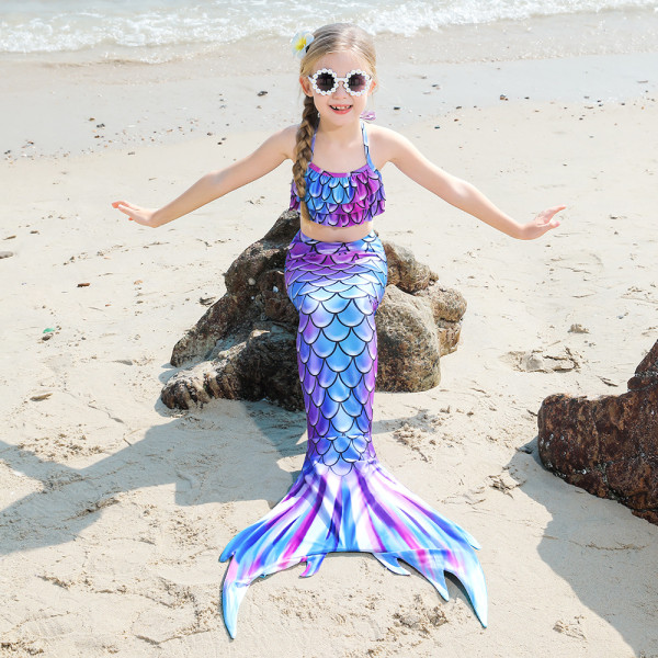 Fishtail baddräkt för barns strand bikini sjöjungfru baddräkt 8-9 years old 130#