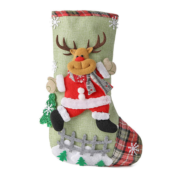 Linne stora julstrumpor staket julklappspåse 3