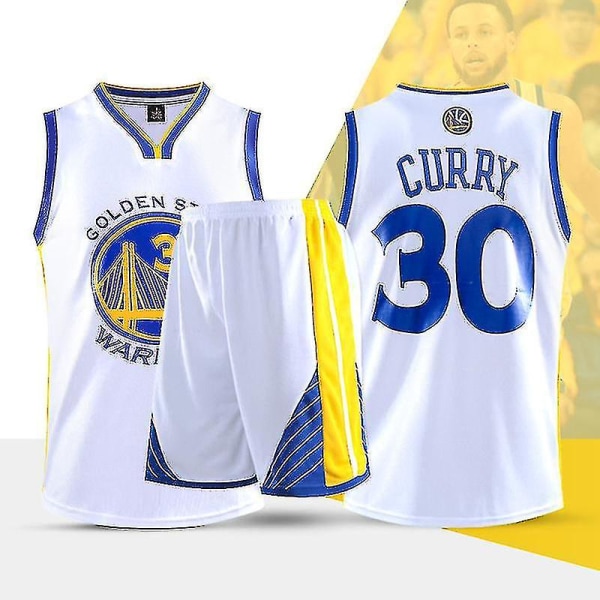 Nba Golden State Warriors Stephen Curry #30 Baskettröja White M(130-140CM)