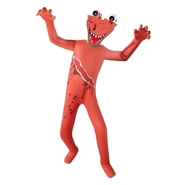 Rainbow Friends Kids Halloween kostym Jumpsuit Mask Dress Up Orange 110cm