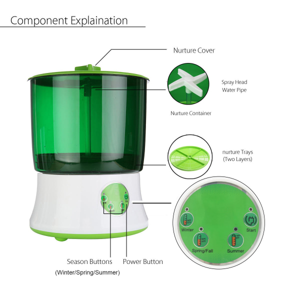 hydroponisk smart hushållsböngrodsmaskin Vattenodlad 3layer+pressure plate Britain plug