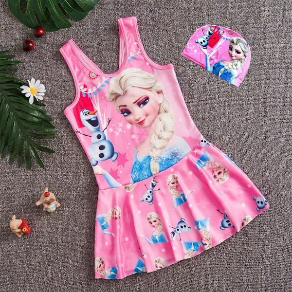liten prinsessa baby tecknad baddräkt flickans jumpsuit pink princess M-size 11-15kg