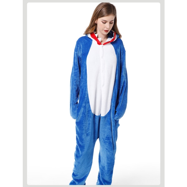 Haj tecknad marina djurpyjamas för män och kvinnor hemkläder Blue Shark 115-130