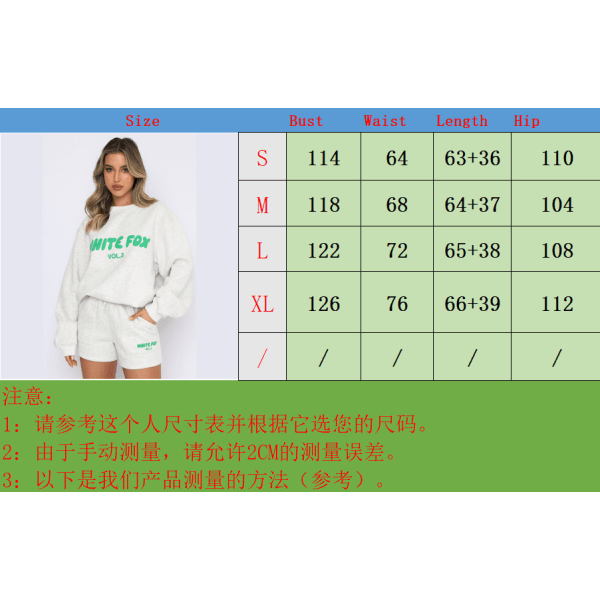 2023 Höst/vinter Plysch förtjockad mocka Pullover långärmad topp white shorts+jumper XL#