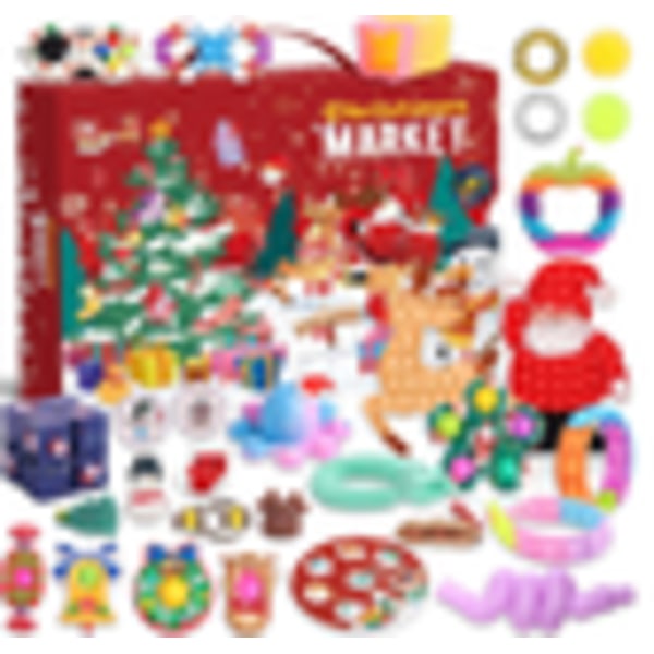 Fidget Adventskalender 2022 Barn, Julnedräkningskalender Red