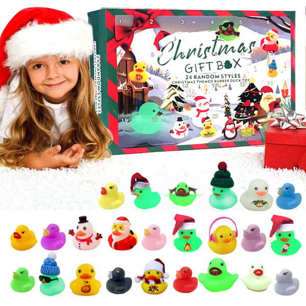Christmas Glow Yellow Duck Adventskalender Countdown Blind Box Rubber Duck child