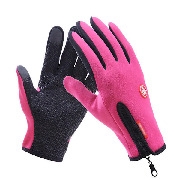 Winter Warm Vindtät Vattentät Anti-slip Thermal screen Handskar Pink M