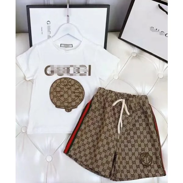 Summer short sleeved shorts set for men's and women's clothing, high-end trendy two-piece set white set 100