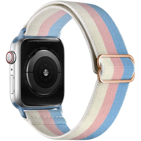 iwatch7new elastisk nylon justerbar elastisk vävd äppelrem Blue pink and white stripes 38mm40mm41mm