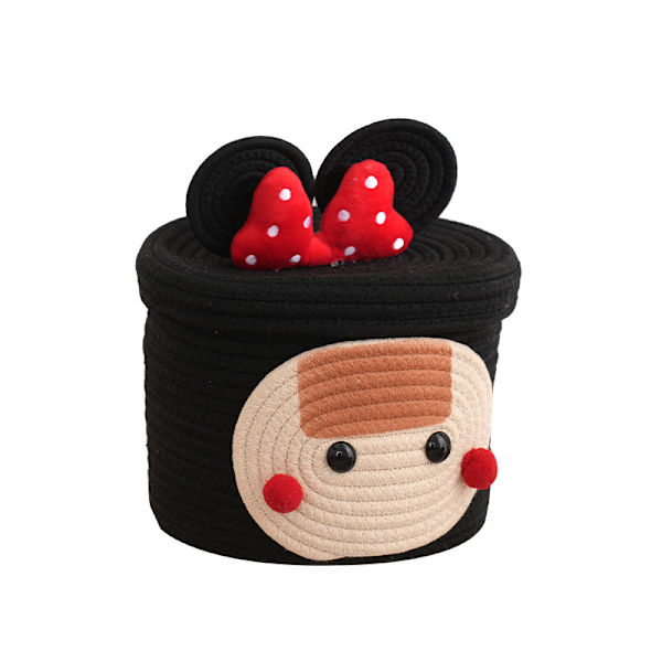 Ny söt skrivbordskorg Handvävd bomullstråd Nackstöd black 23cm*20cm