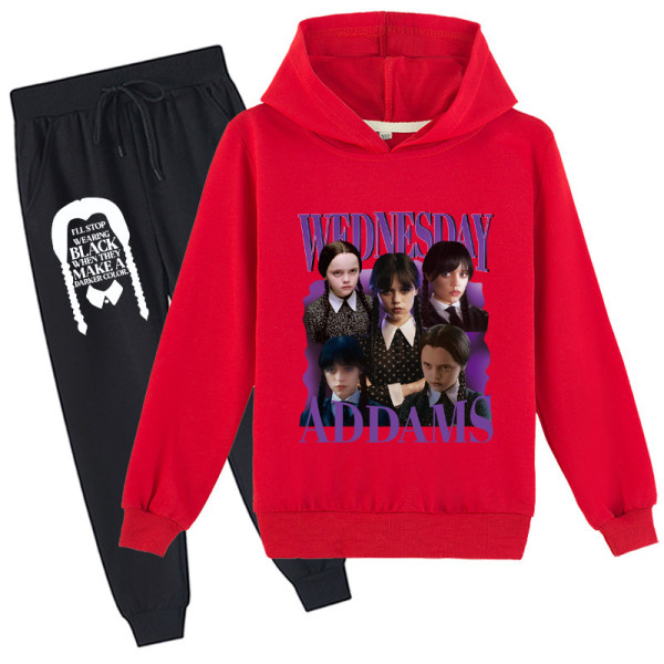 Onsdag Addams printed byxor med hoodie för barn C 100cm