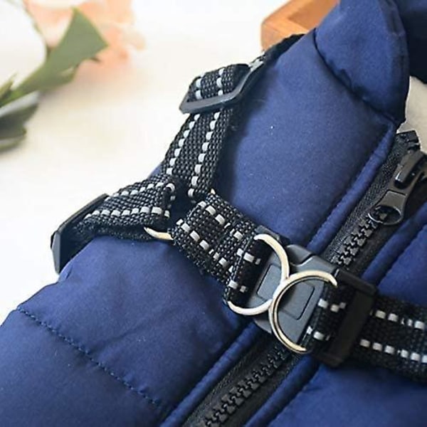 Stor hundjacka med sele Vintervarm vattentät Blue 4XL