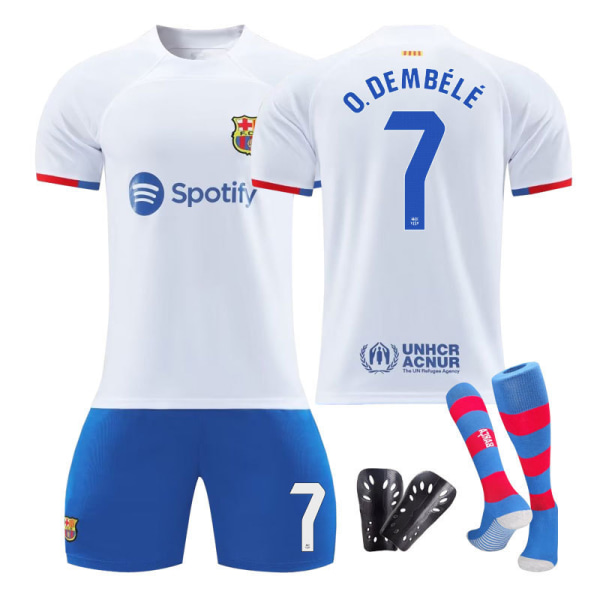 23-24 FC Barcelona bortatröja Pedride Jong fotbollsmatch kneepad XL#With socks