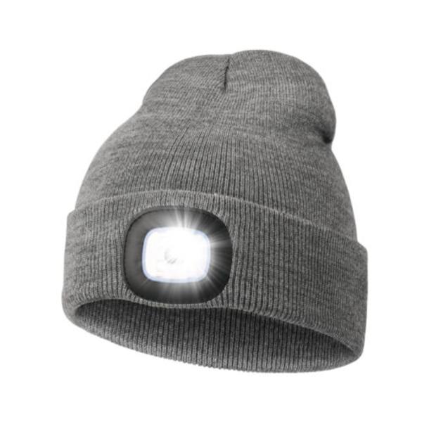 Unisex LED Mössa Hatt Med USB Uppladdningsbart Batteri Hög Powered Grey