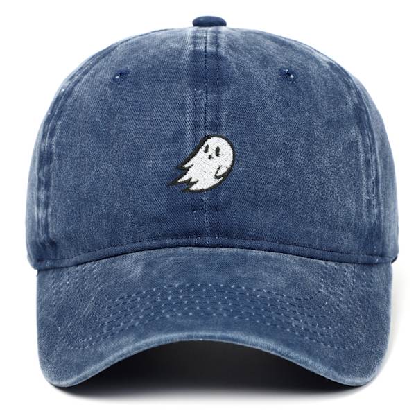 Ghost-broderad denimtvättad cap Blue1
