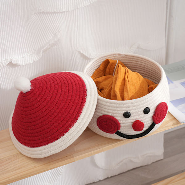 Snögubbeägg Julförvaringslåda Stationär vävd förvaringskorg Red  white 22cm*15cm