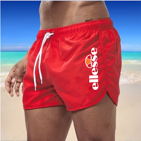 Sportshorts i flerfärgad strandpolyester för män Red L