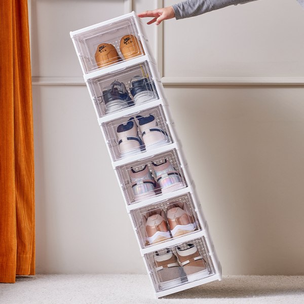 Vikbart skoställ integrerat skoställ lätt att installera skoställ Side transparent 3 layer