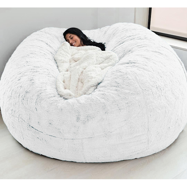 Lazy Sofa Bean Bag Konstgjord päls Bean Bag Bönsoffa White