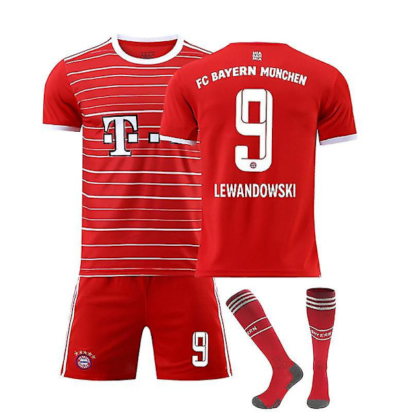 Ny säsong FC Bayern München fotbollsuniformer T-shirts 22-23 LEWANDOWSKI 9 L
